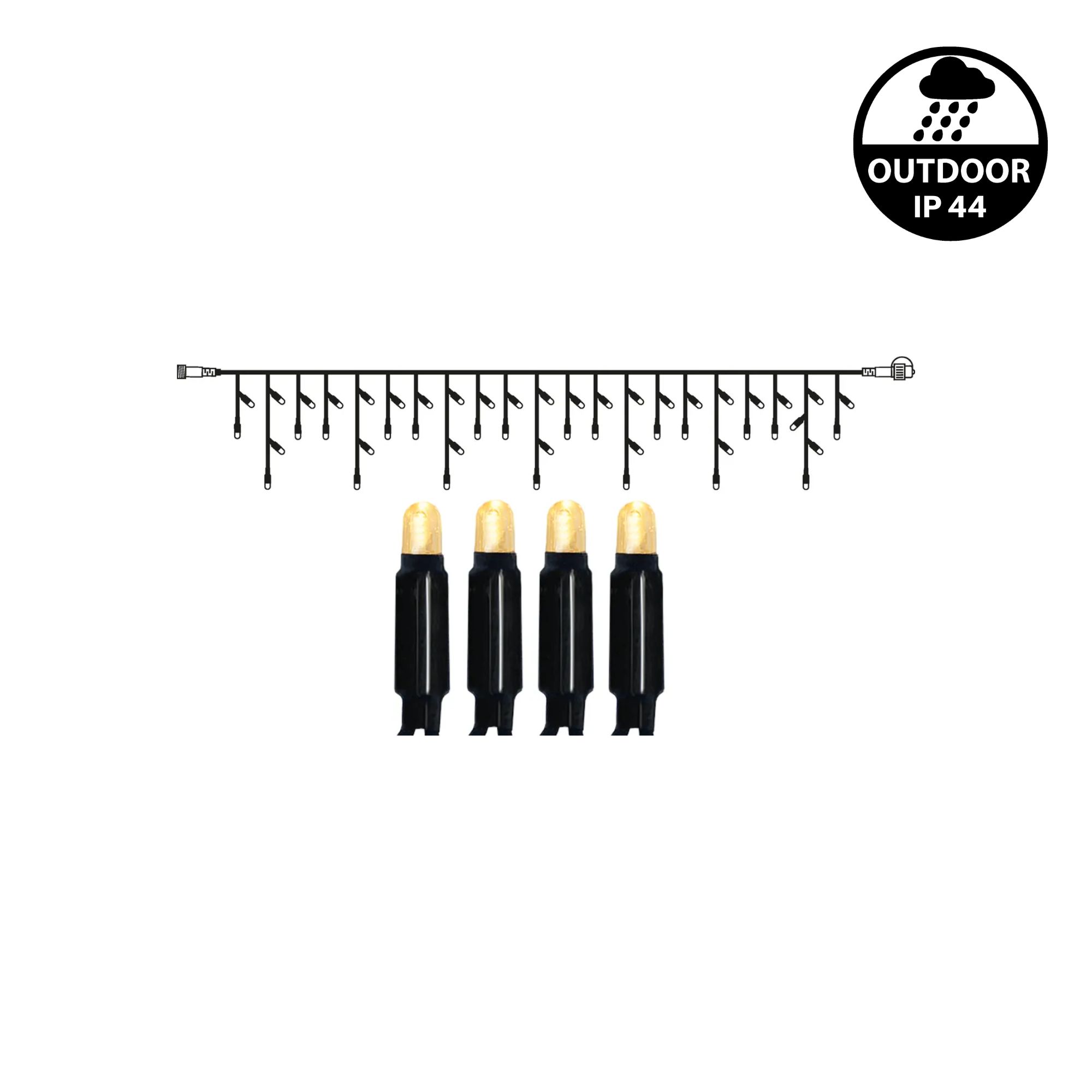 Lichterkette Icicle, 300x40cm Schwarz, Warmweiss mieten – Rundumevent
